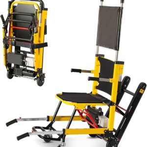 Chaise monte‑escaliers électrique SW01 à chenilles, utilisée pour transporter en sécurité une personne à mobilité réduite dans les escaliers.